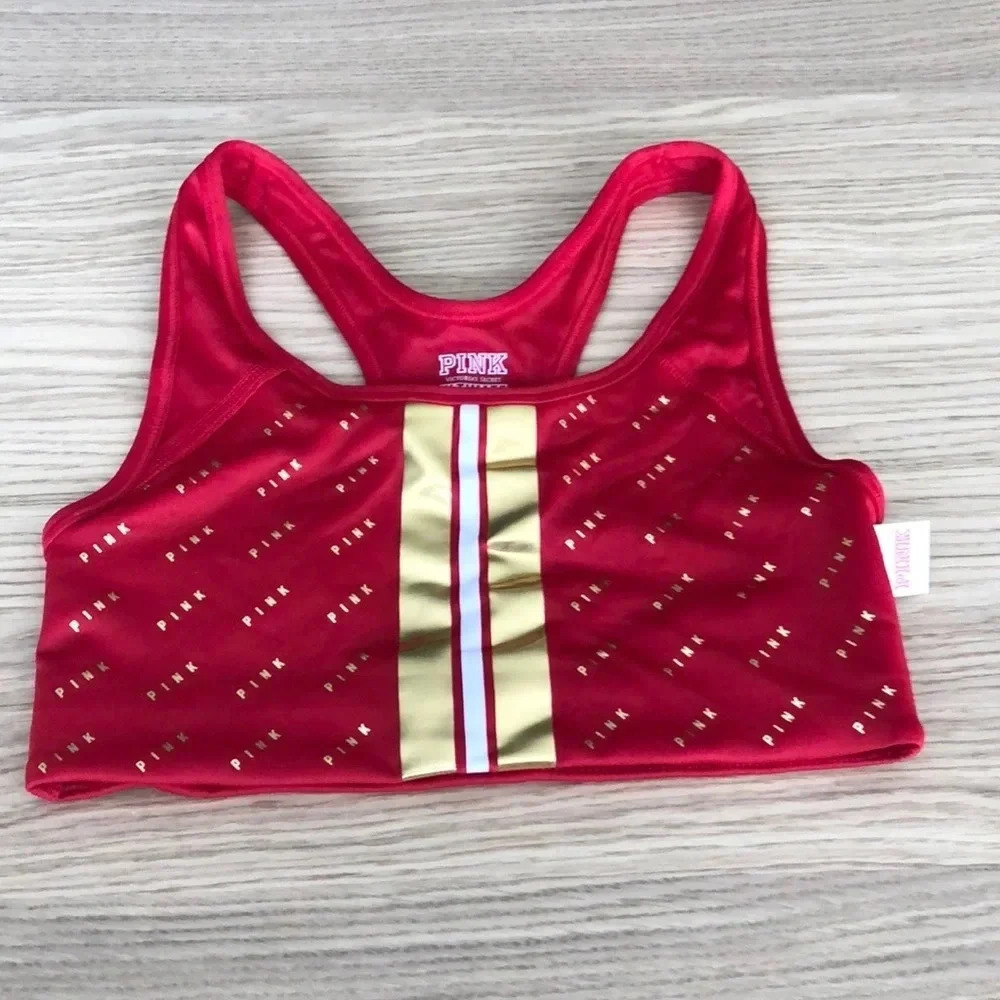 🆕PINK Victoria’s Secret Gym Racerback Sport Bra Red XS 🆕 - Picture 2 of 5